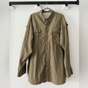 Columbia PFG olive green long sleeve shirt. Size tag missing, seems XXL